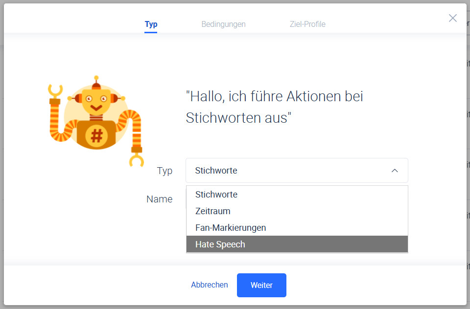 Wähle den kleinen Helfer aus, den du erstellen möchtest.