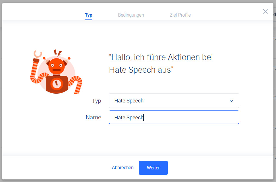 Wähle den kleinen Helfer aus, den du erstellen möchtest.