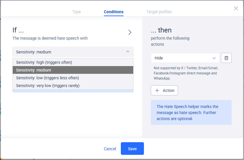 Establishing the sensitivity of the hate speech detector.