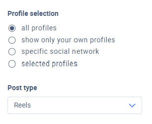 Buttons and a dropdown menu that show how to adjust to find the best Instagram Reels posting times. 
