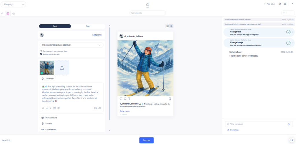 Showing how a social media planning tool works