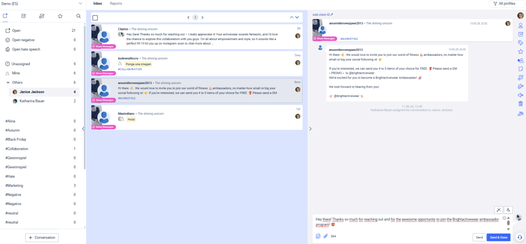 Panel de control principal de una herramienta de gestión de comunidades.
