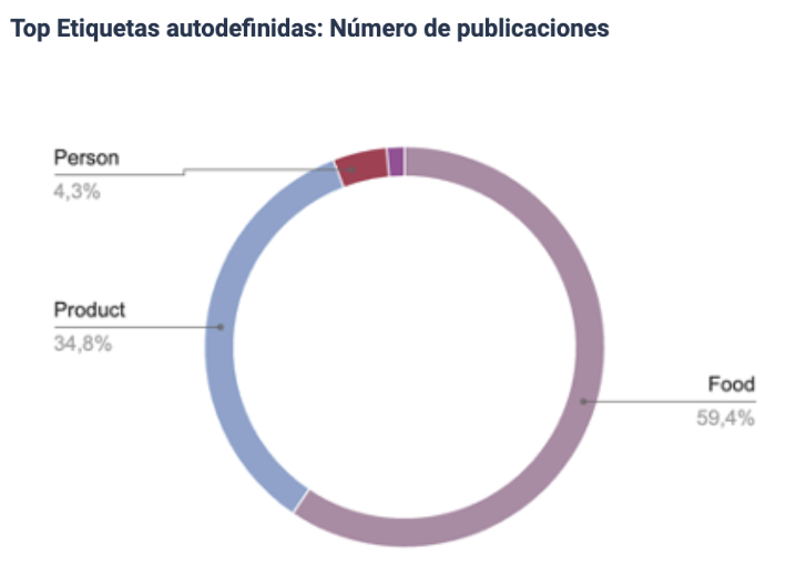 Gráfico de anillo que muestra la distribución de publicaciones por etiquetas.