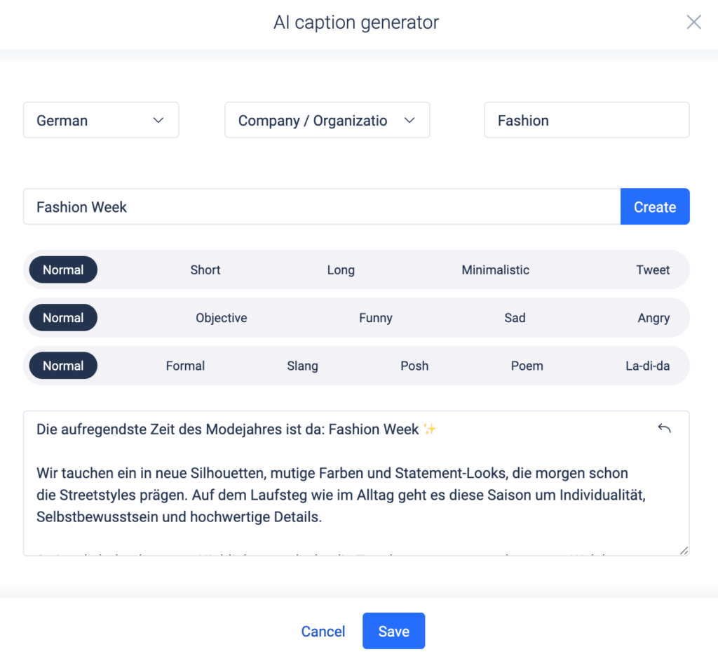 Un generador de pies de foto para redes sociales. 