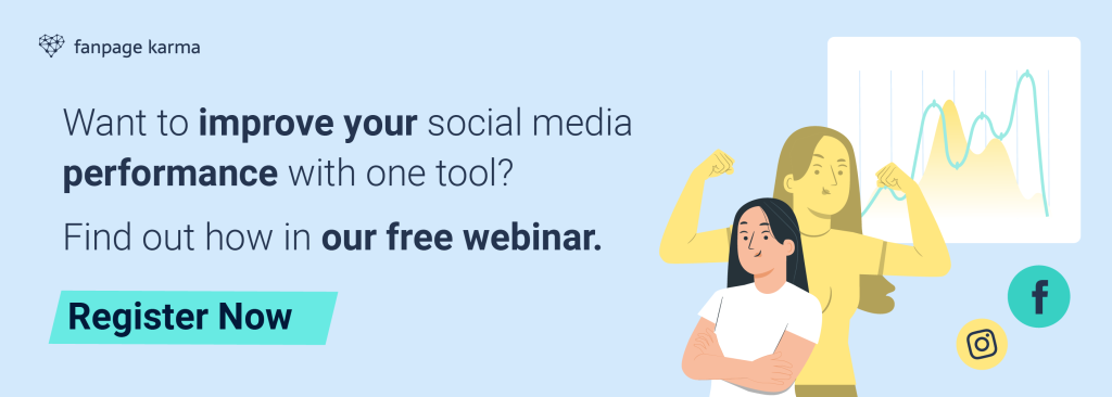 Image showing a woman learning about the Fanpage Karma tool in a free webinar