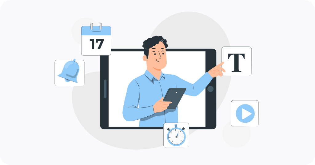 A person scheduling social media posts