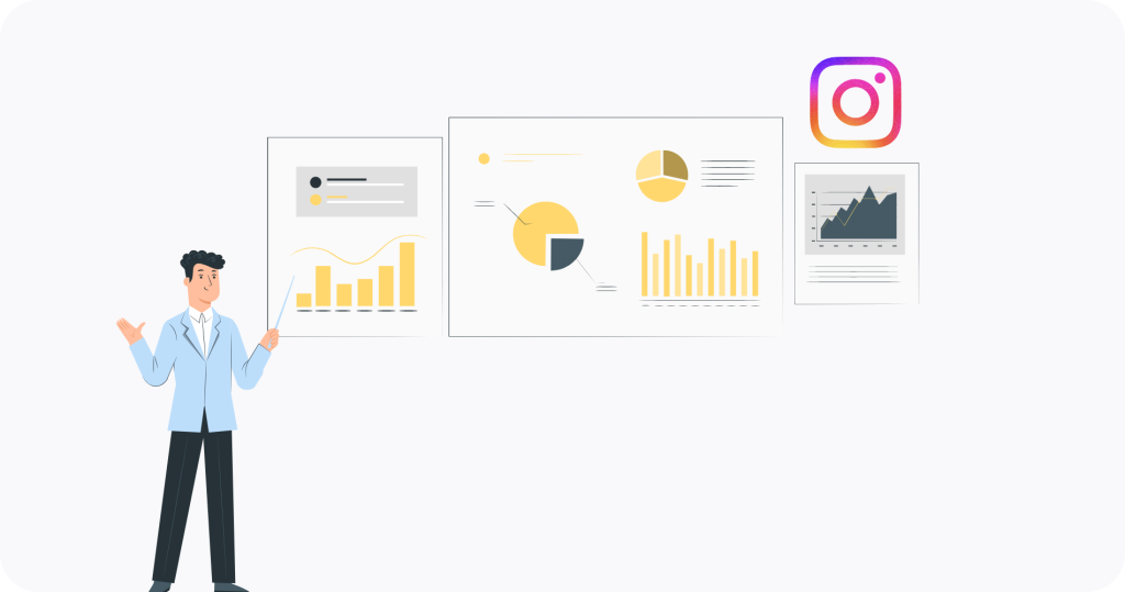 A person with Instagram analytics charts