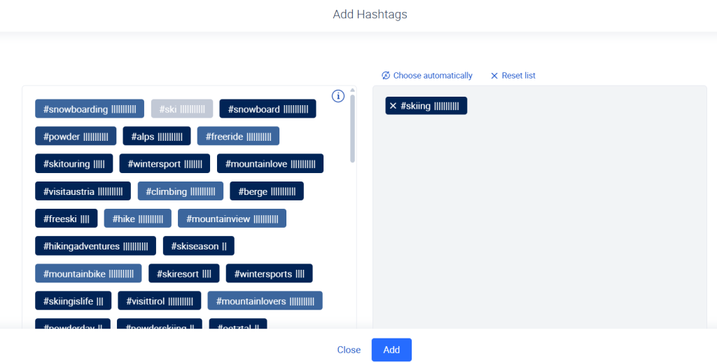 A hashtag generator for an Instagram post. 
