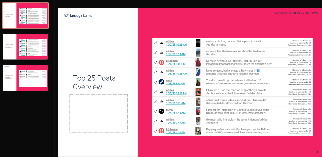 Exported report in PowerPoint format of the TikTok analytics conducted 