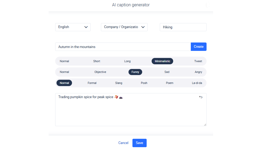 Ein KI-Untertitelgenerator aus einem Publishing-Tool.