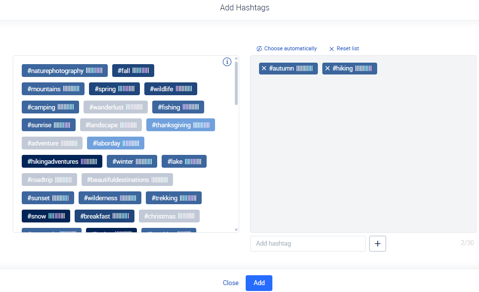 Ein Hashtag-Generator aus einem Publishing-Tool.