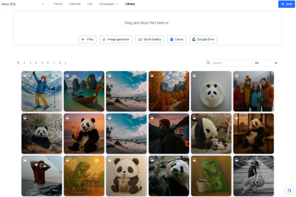 Eine Medienbibliothek aus einem Publishing-Tool.
