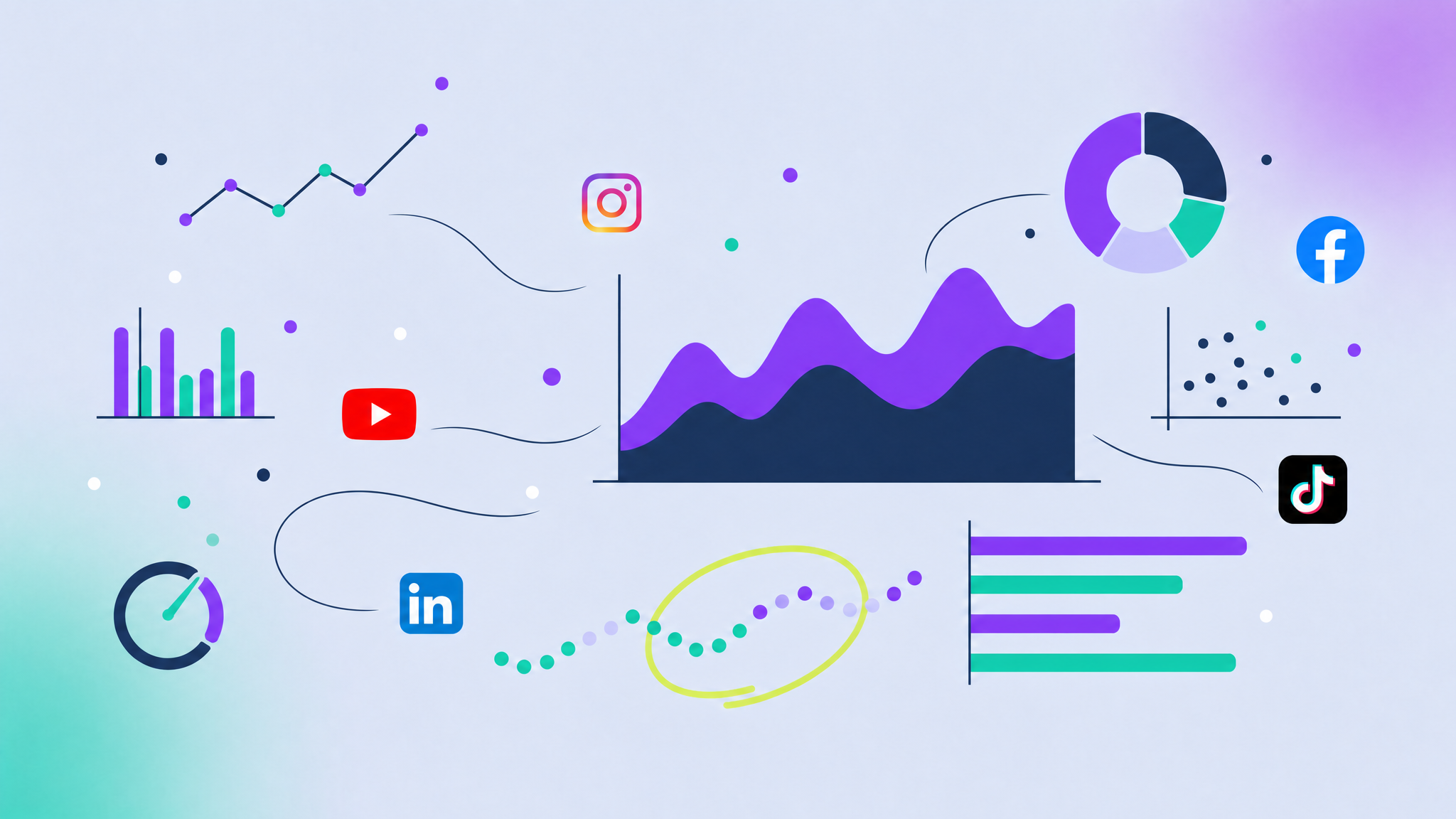 Looking at social media analytics charts and symbols