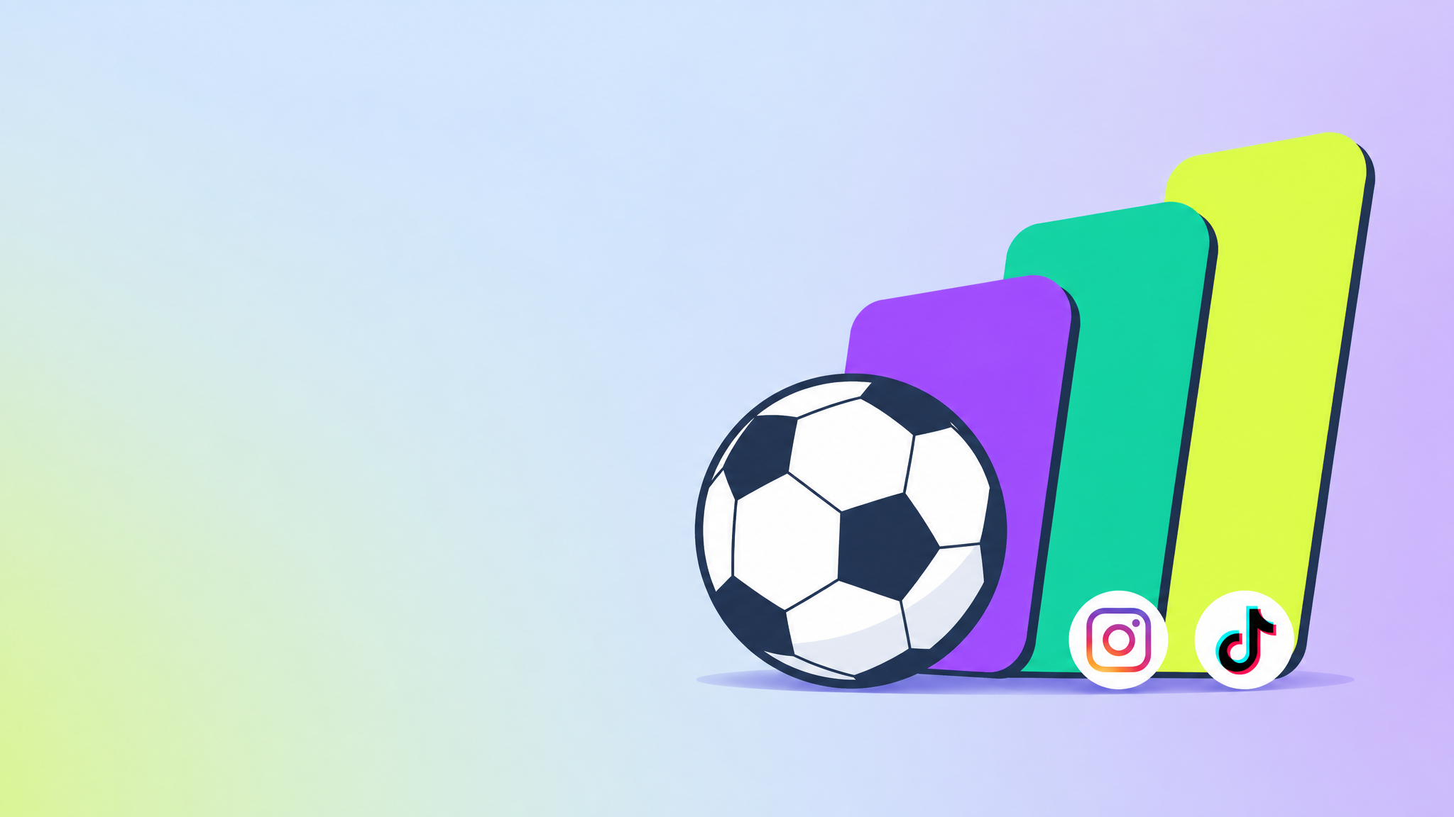Ein Fußball mit den Symbolen von Instagram und TikTok