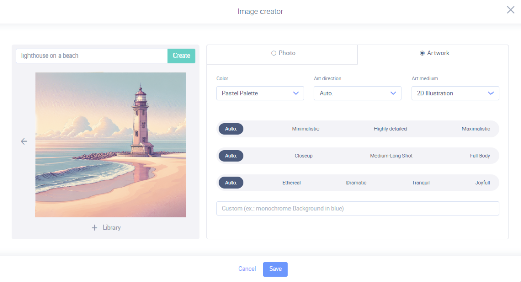 Der KI-Bildgenerator ist im Veröffentlichungstool enthalten. 